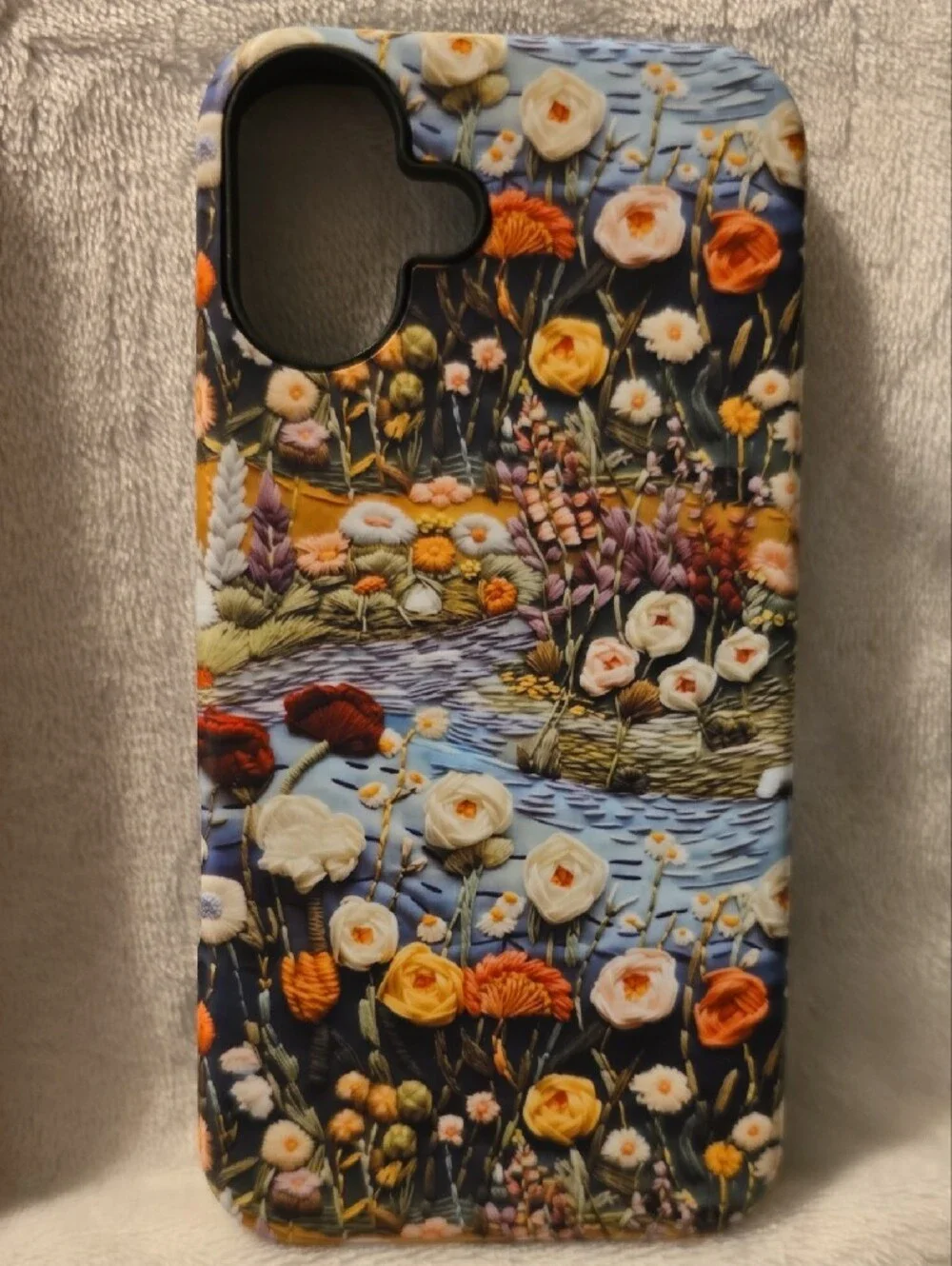 Floral Embroidered Creek Forest -Style iPhone 16 Plus Phone Case - Multicolor
